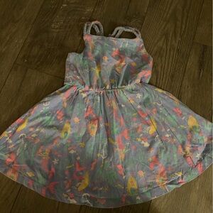 Isaac Mizrahi blue Dress with Multicolor mermaid Print